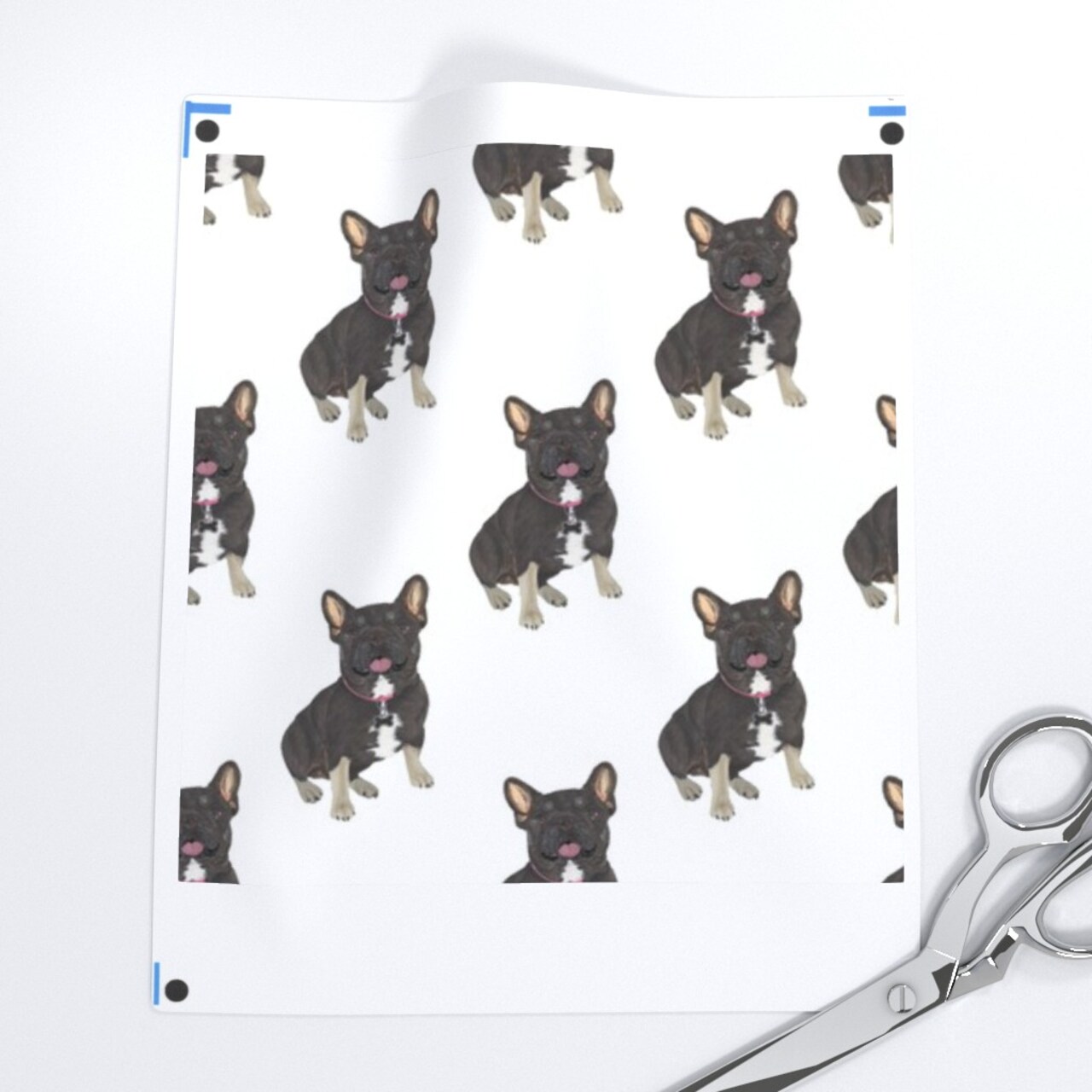 Illustrated Frenchie French Bulldog Black Tan Dog Animal Cute Whimsical Custom Printed Fabric by Spoonflower Various Fabrics by the Yard or Fat Quarter